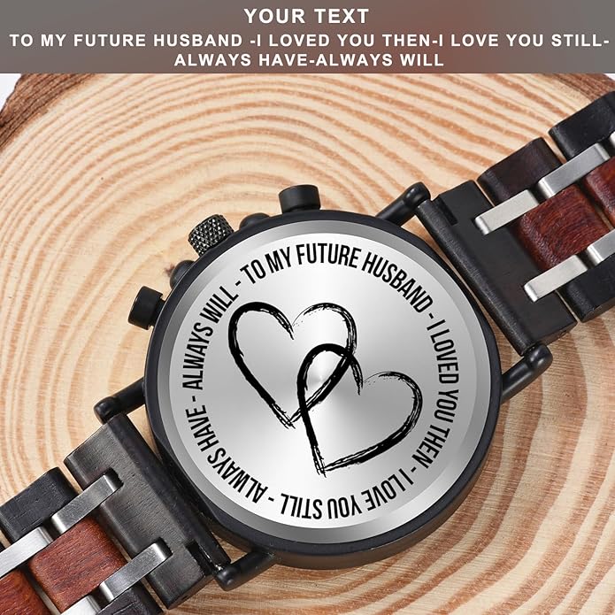 BOBO BIRD S18-1 Personalized Engraved Wood Watch Customized Wooden Watches for Husband Boyfriend Birthday Anniversary