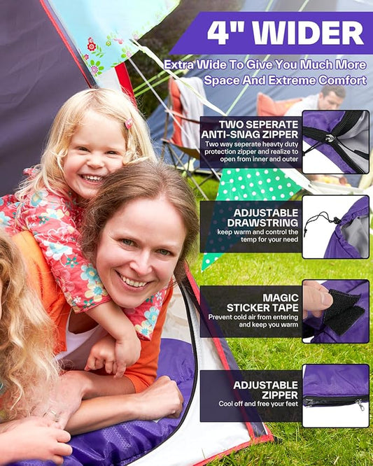 Sportneer Sleeping Bags for Adults, Warm & Cold Weather Sleeping Bag for Adults Kids Boys Girls - Lightweight Compact Camping Gear Equipment, Traveling, Backpacking, Hiking