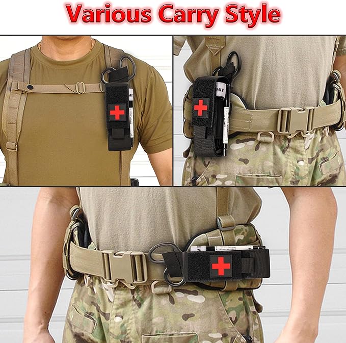 Tactical Molle Tourniquet Pouch Set with Trauma Medical Shear,Penlight,Pen,Molle Tourniquet Holder Holster Kit for Outdoor Hiking Camping Survival First Aid