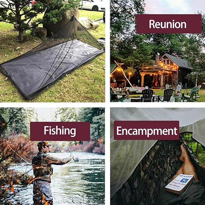 No-See-Ums Camping Mosquito Net Bed Compact and Ultra-Light for Travel,Finest Holes Mesh 2000 Noseeum Netting for Camping and Hiking, Without Sleeping Mat