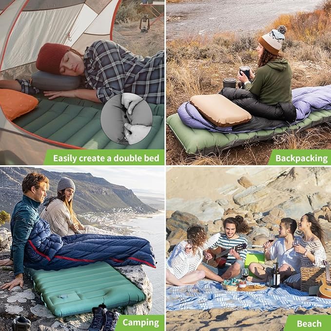 Camping Sleeping Pad, Extra Thick 5 Inch Ultralight Sleeping Pad for Camping with Pillow Built-in Foot Pump Inflatable Sleeping Pads Compact for Camp Backpacking Hiking Traveling