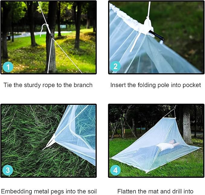 No-See-Ums Camping Mosquito Net Bed Compact and Ultra-Light for Travel,Finest Holes Mesh 2000 Noseeum Netting for Camping and Hiking, Without Sleeping Mat
