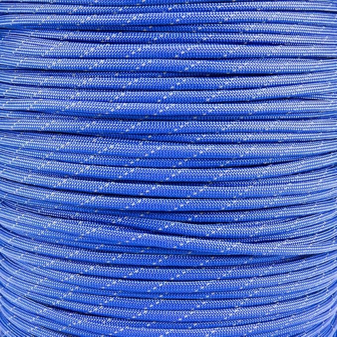 Reflective 550lb Paracord – 7 Strand Type III Nylon Parachute Cord for Hiking, Camping, and Fishing – 30+ Colors and 6 Length Options