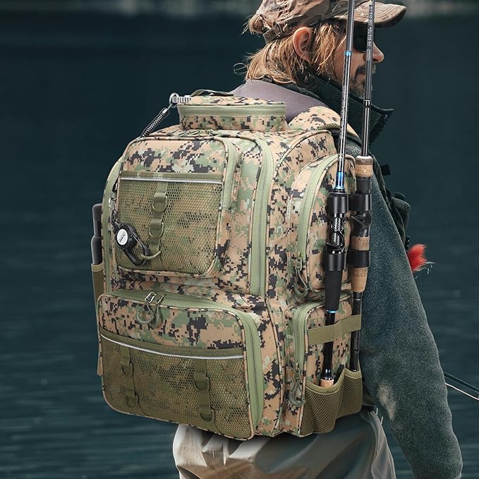 Fishing Backpack with 4 Tackle Boxes. Large Ttackle Bag Strong Materials