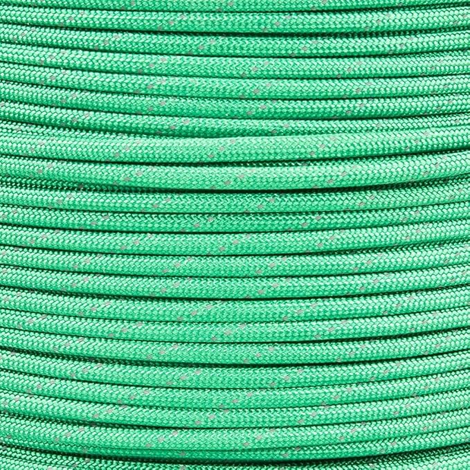 Reflective 550lb Paracord – 7 Strand Type III Nylon Parachute Cord for Hiking, Camping, and Fishing – 30+ Colors and 6 Length Options