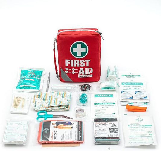 General Medi First Aid Kit - Small Compact First Aid Kit Bag(175 Piece) - Reflective Bag Design- Includes Instant Cold Pack, Emergency Blanket for Travel, Home, Office, Vehicle,Camping