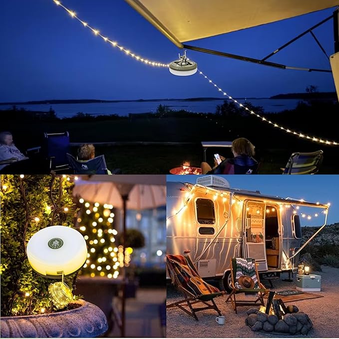 Camping Lights String Camp Lantern Better Retractable Waterproof Glowmate 4 in 1 Camp String Lights for Tent with 8 Modes 32.5ft LED Camp Lamp Necessities Decor Holiday Gifts for Christmas Halloween