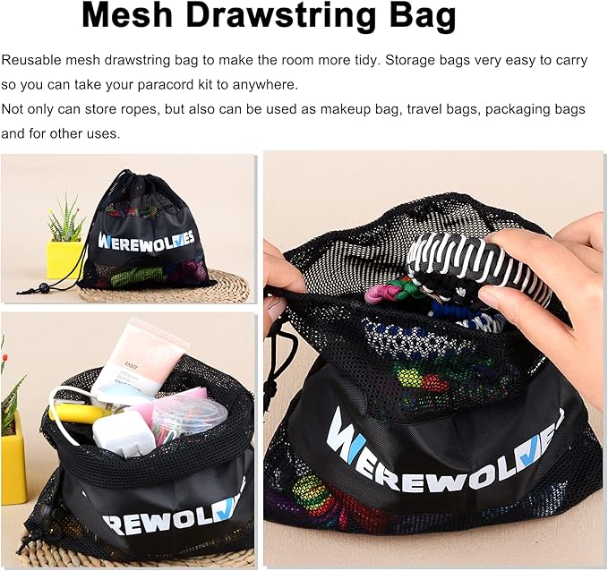WEREWOLVES Paracord 550, 4MM Paracord 20 Colors & 2MM Micro Paracord Rope 10 Colors with Instructions Book, Paracord Bracelet Combo Crafting Kits, Parachute Cord and Complete Accessories