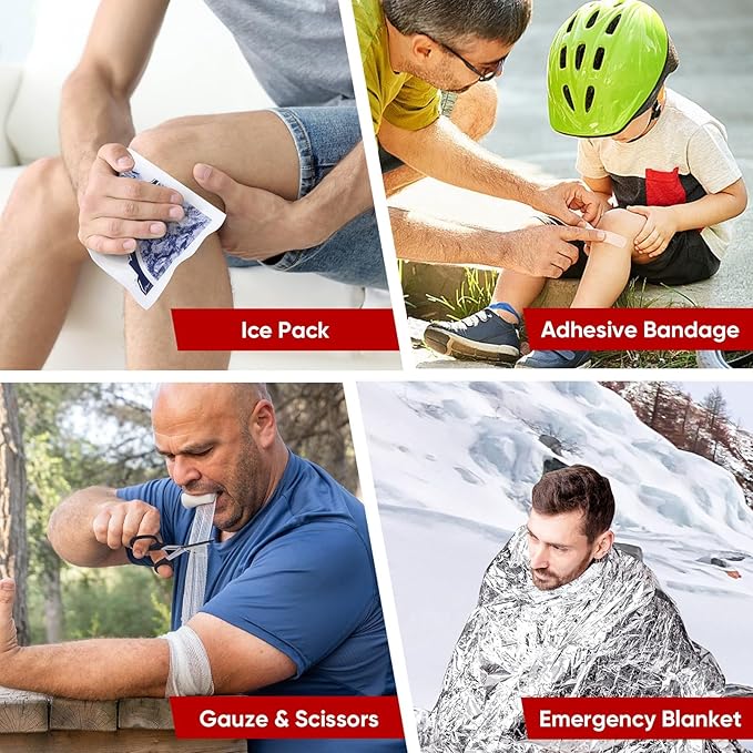 PTEROMY 300 Piece First Aid Kit, Portable Small Emergency Kits Compact 1st Aid Kit with Hard Storage Case for Car, Travel, Home, Camping, Outdoor, Hiking