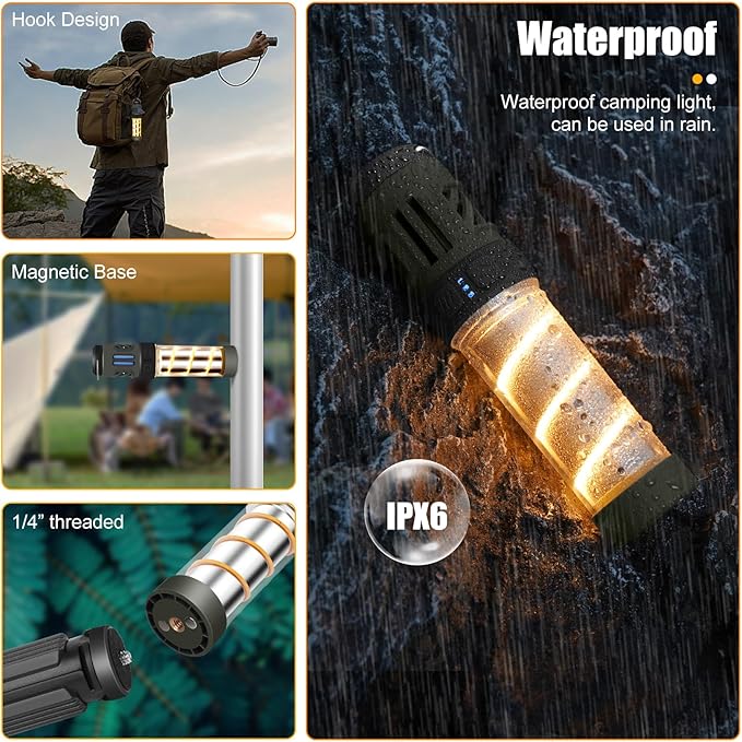 ๐๐ธ๐ผ๐บ๐พ๐ฒ๐ฝ๐ธ ๐ก๐ฎ๐น๐ฎ๐ต๐ต๐ฎ๐ท๐ฝ,Buzz Defense Portable, Rechargeable Flashlight&Lantern Camping Lights with Dual-Heating,Magnetic Design, Buzz Repel Lantern Light for Patio Camping, 6 Refills