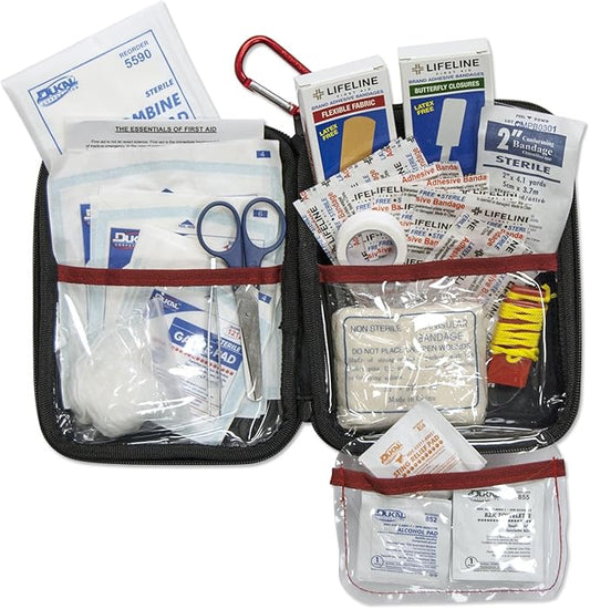 Lifeline -4184AAA AAA 85 Piece Commuter First Aid Kit packaged in compact hard shell foam carry case, ideal for emergency use in cars, camping, hiking, or offices alike , Red