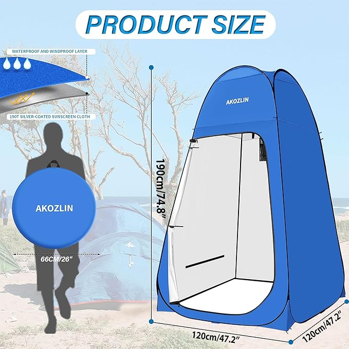 AKOZLIN Portable Pop Up Shower Tent Instant Privacy Dressing Changing Tent Outdoor Shower Room Camp Toilet Tent