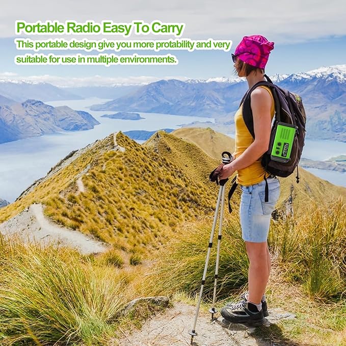 Emergency Hand Crank Radio, 20000mAh NOAA Weather Radio Portable AM/FM/with LED Flashlight, Solar Crank Radios Battery Operated, USB-C Charging, Reading Light, SOS Alarm & Compass for Camping