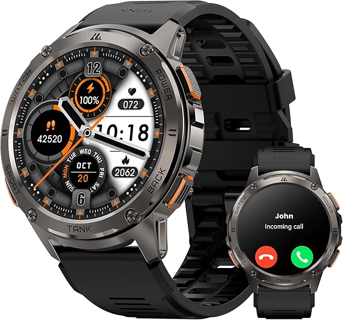 KOSPET Smart Watch for Men, 60 Days Extra-Long Battery, 50M Waterproof for Swimming, Rugged Military Full Metal Body Smartwatch, 1.43” AMOLED Always-On Fitness Watch(Answer/Make Calls) AI Voice