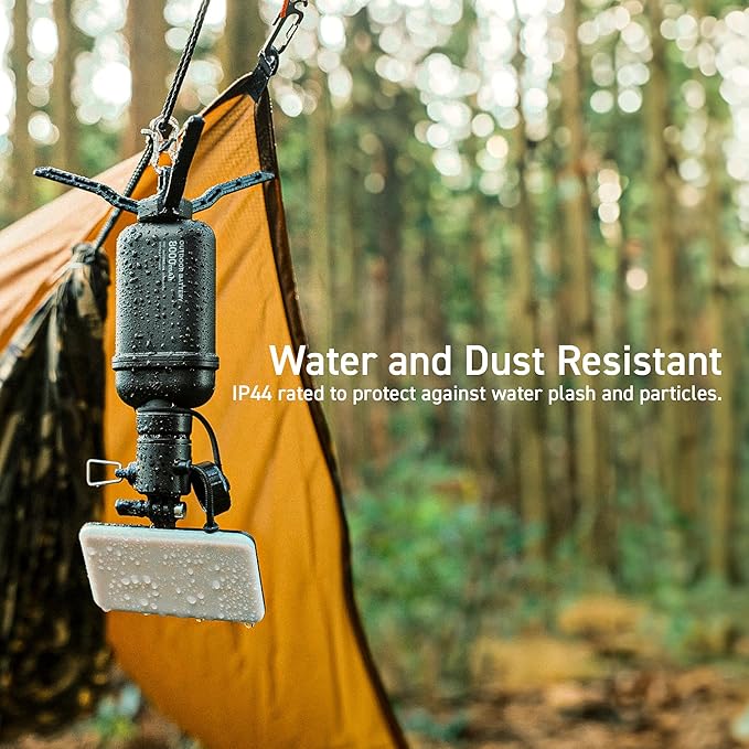 ELECOM NESTOUT Outdoor Camping LED Panel Flashlight w/ Mini Tripod, Dimmable USB Powered LED Light, IP44 Water Dust Resistant, 30-1000 Lumen, Portable Lantern for NESTOUT Power Bank, Black (Flash-1)