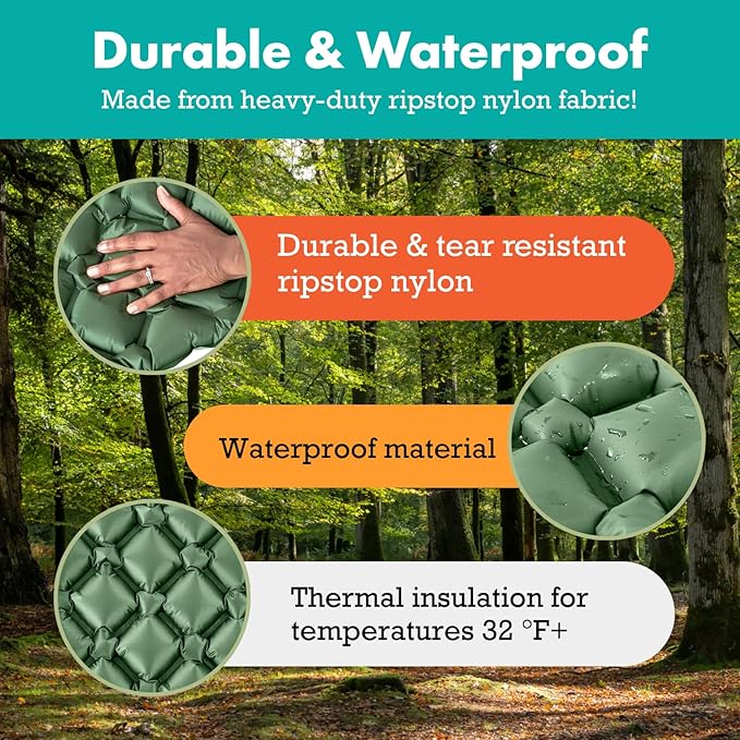 Light Weight Sleeping Mat for Camping - Ultralight Backpacking Sleeping Pad - Inflatable, Compact Sleep Pad for Hiking and Travel - Portable Backpacker Sleep Mat - 2-Pack - 73.5" x 21.5"