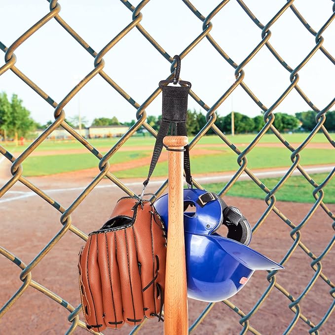 Deekin 10 Pcs Baseball Softball Gear Hanger 3 in 1 Dugout Organizer Baseball Bat Holder with Glove Clip and Helmet Hook for Softball Fence Bag Water Bottle Hiking Camping