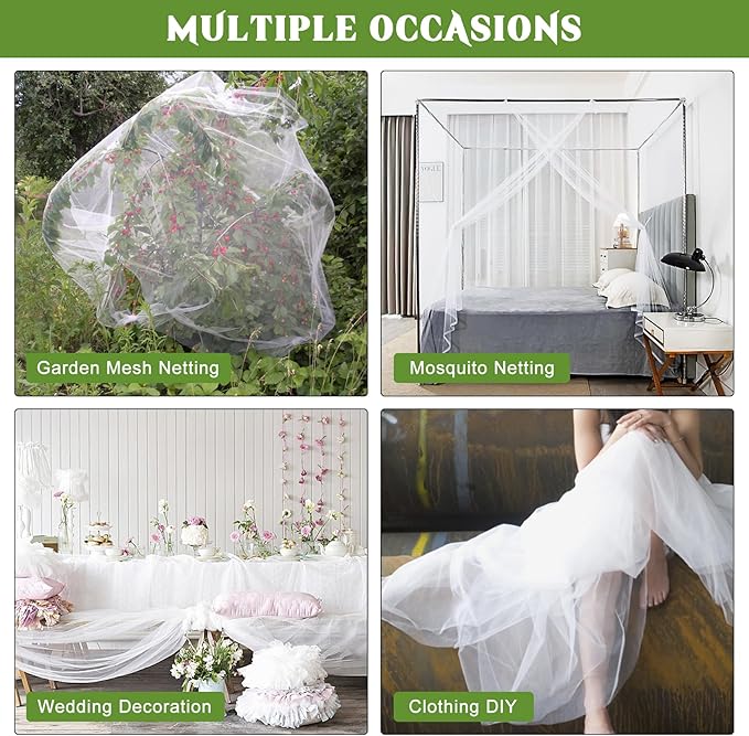 Unves 2 Pcs Mosquito Netting for Patio, 13 x 10 Ft Garden Netting Mesh, Insect Pest Barrier Bird Netting for Garden Protect Vegetables and Fruits from Birds