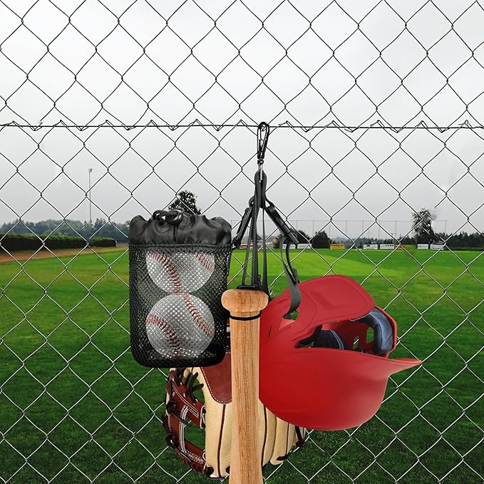 Cosmos Baseball Softball Gear Hanger, 4 in 1 Multifunctional Dugout Organizer Hanging Buckle Fence Hooks Bag for Hold Baseball Balls, Bats, Gloves and Helmets, Water Bottle Holder Sport Accessories