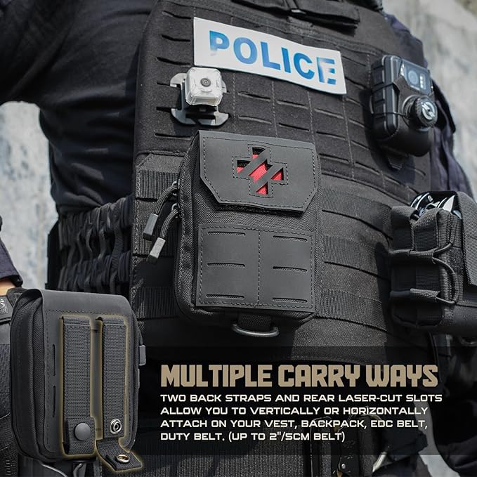 WYNEX Molle IFAK First Aid Pouch, Tactical Medical Trauma Pouch MED EMT Belt Pouch Small Portable Utility Emergency Survival Pack with Immediate Identify Cross for Belt Vest