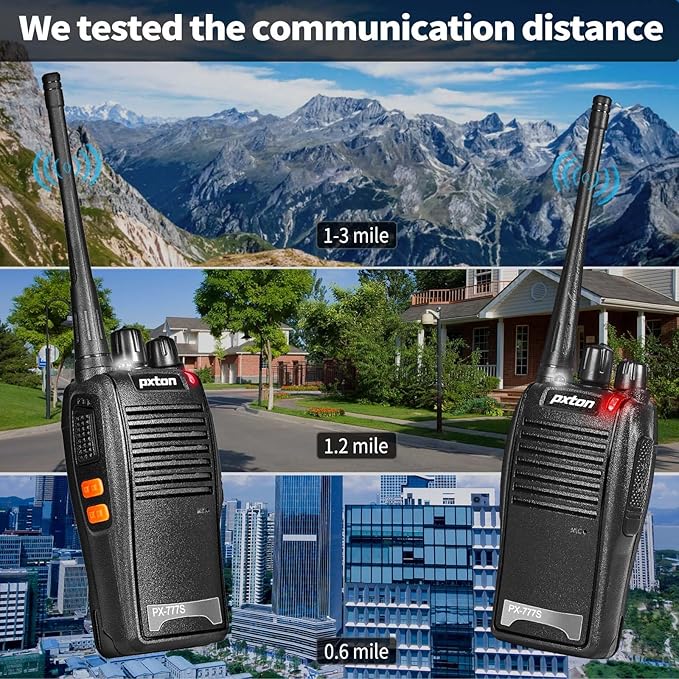 777S walkie talkies Long Range for Adults Rechargeable with Earpieces and Li-ion Battery,Two Way radios has VOX/TOT/Emergency Alarm/Battery Low Alert/Flashlight/Scan Function(4 Pack)