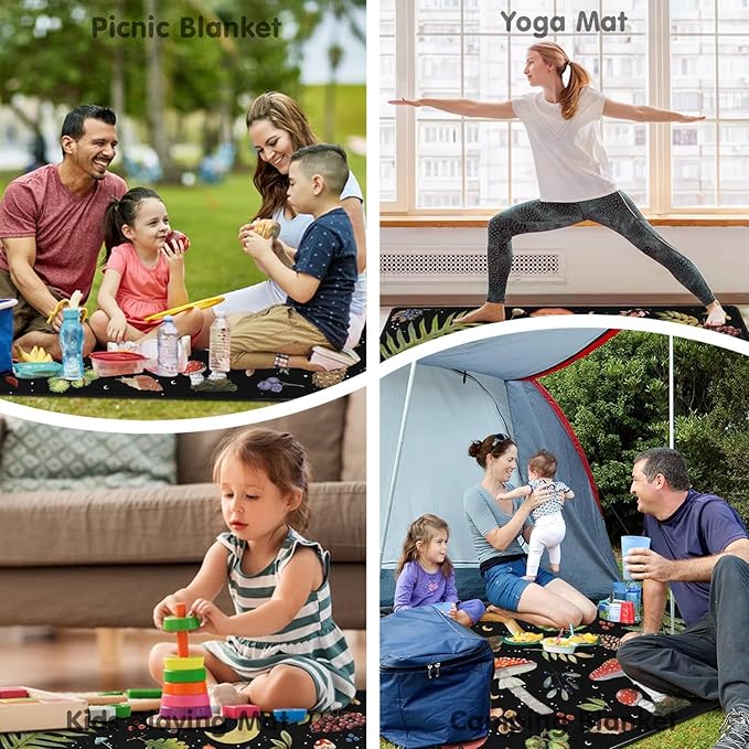 Extra Large Picnic Blankets Waterproof Foldable (80 "x 80") Beach Blanket Waterproof Sandproof,3-Layer Thicking Mat Outdoor Packable Camping Blanket