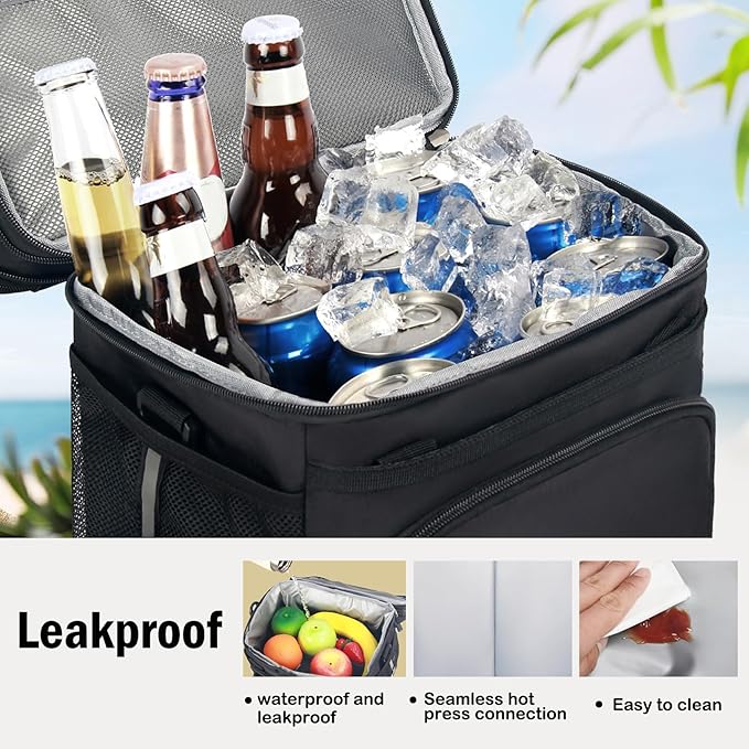 Lunch Box for Men/Women,Large Double-Layer Insulated Expandable Reusable Leakproof Cooler Bags for Adults,Lunch Bag with Adjustable Shoulder Strap for Office Travel Picnic(Dark Gray)