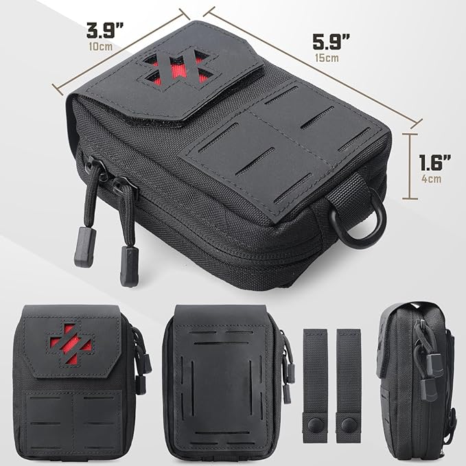 WYNEX Molle IFAK First Aid Pouch, Tactical Medical Trauma Pouch MED EMT Belt Pouch Small Portable Utility Emergency Survival Pack with Immediate Identify Cross for Belt Vest