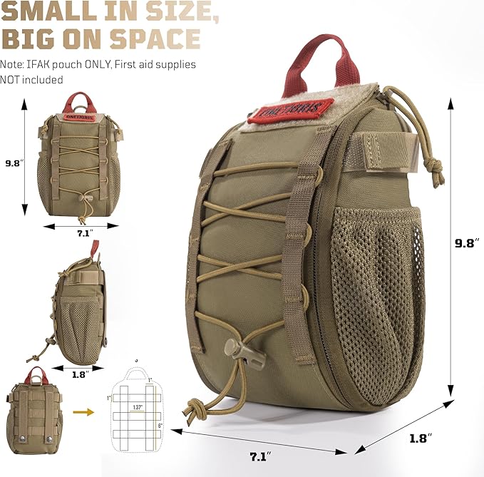 OneTigris IFAK Pouch - Large IFAK Molle Pouch Empty First Aid Bags Only Medical Trauma Kit Bag EMT Pouch MED Waist Bag for Outdoor