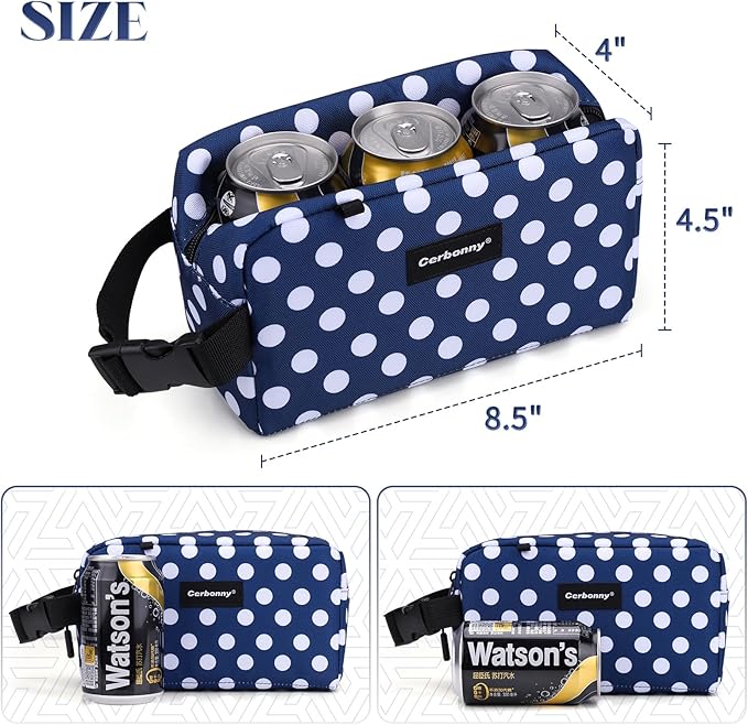 Cerbonny Small Cooler Bag Freezable Lunch Bag for Work School Travel,Small Lunch Bag,Small Insulated Bag For Adults/Kids,Freezer Lunch Bags,Mini Lunch Bag Fit For Yogurt(Blue with white dots)