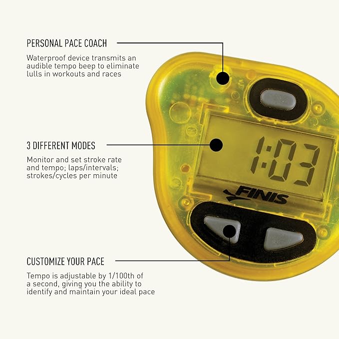 FINIS Tempo Trainer Pro - Waterproof Audible Swim Metronome - Adjustable Stroke Tempo - 3 Training Modes