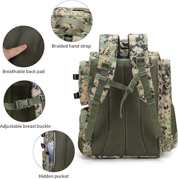 Fishing Backpack with 4 Tackle Boxes. Large Ttackle Bag Strong Materials