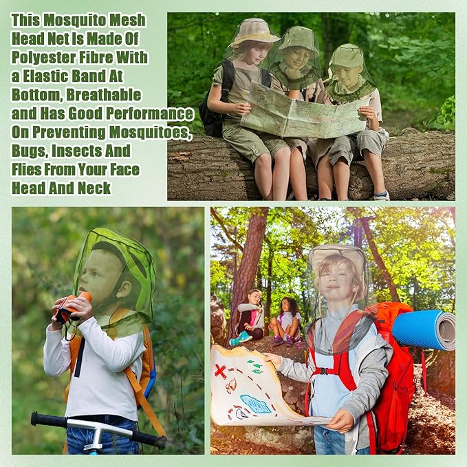 HESTYA 4 Pack Mosquito Net Mesh for Head Face Neck Fly Netting Hood from Bugs Gnats No See Net with Carry Bags for Outdoor