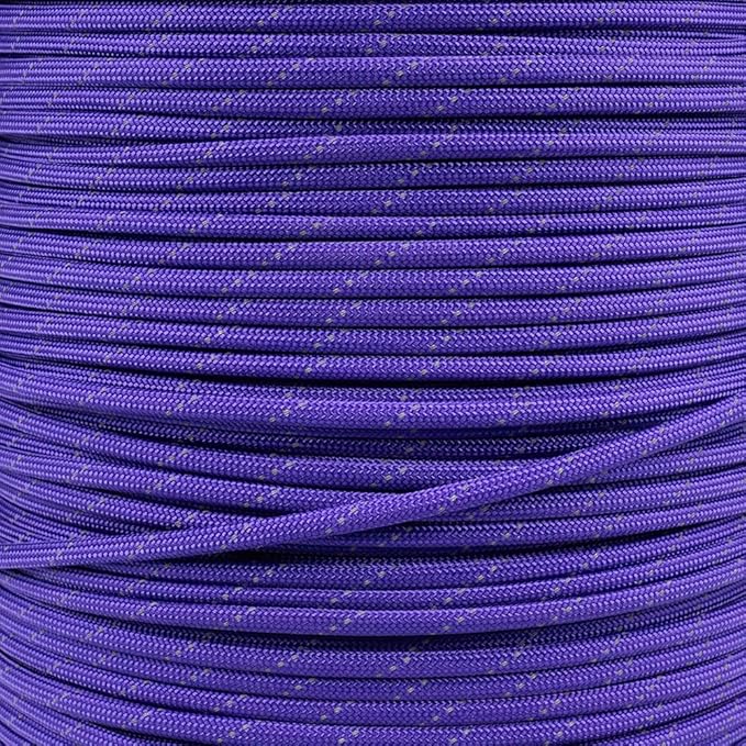Reflective 550lb Paracord – 7 Strand Type III Nylon Parachute Cord for Hiking, Camping, and Fishing – 30+ Colors and 6 Length Options