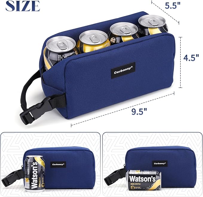 Cerbonny small lunch bag Freezable Lunch Bag for Work School Travel,Leak-proof Small Lunch Bag,Small Insulated Bag For Kids 3+/Adults,Freezer Lunch Bags,Freezable Snack Bag,Navy Blue(Larger size)
