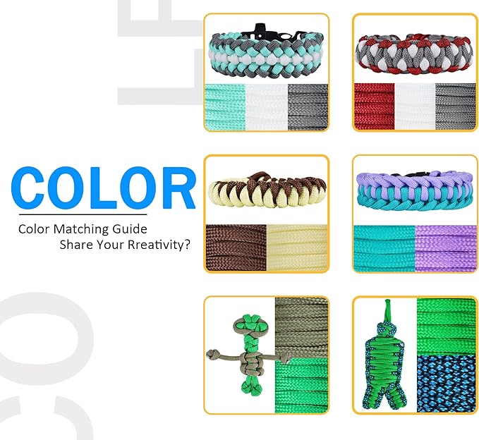 MONOBIN Paracord 550 Combo kit, 24 Colors 10ft Paracord Rope with Instruction, Multifunction Parachute Cord for Making Paracord Bracelets, Lanyard, Dog Collar, Idea for Gift…