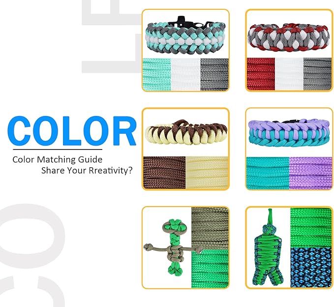 MONOBIN Paracord 550 Combo kit, 24 Colors 10ft Paracord Rope with Instruction, Multifunction Parachute Cord for Making Paracord Bracelets, Lanyard, Dog Collar, Idea for Gift…