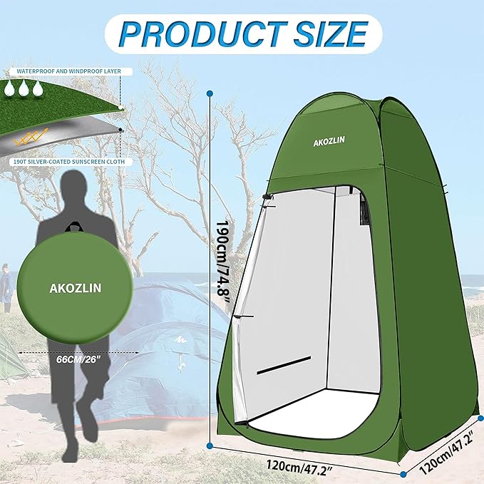 AKOZLIN Portable Pop Up Shower Tent Instant Privacy Dressing Changing Tent Outdoor Shower Room Camp Toilet Tent