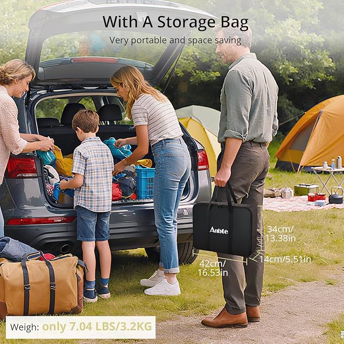 3ft Stable Camping Table, 4 Adjustable Height Lightweight Aluminum Roll Up Camping Table with Carrying Bag, Waterproof, for Garden, Picnic, Outdoor, Travel, Backyard, Beach, 35” X 16”, Black