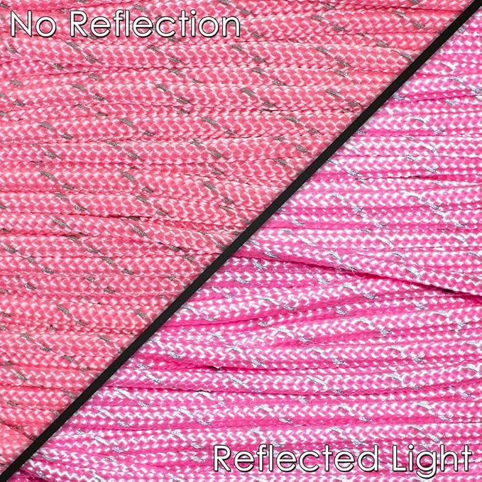 West Coast Paracord – 95 Tensile Strength - 1 Strand Reflective Paracord (250 Feet, Baby Pink)