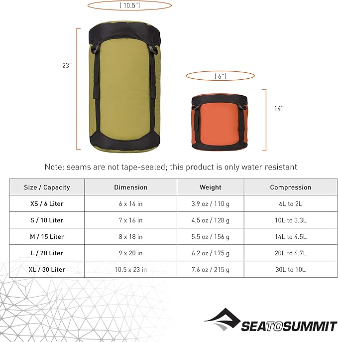 Sea to Summit Nylon Compression Sack, Space-Saving Outdoor and Travel Storage