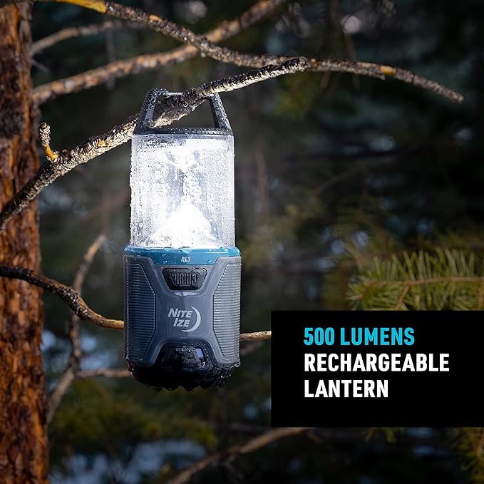 Nite Ize Radiant RL3 PowerSwitch Rechargeable Lantern - LED Lantern Perfect for Camping Gear & Emergency Kits - Rechargeable with Power Bank