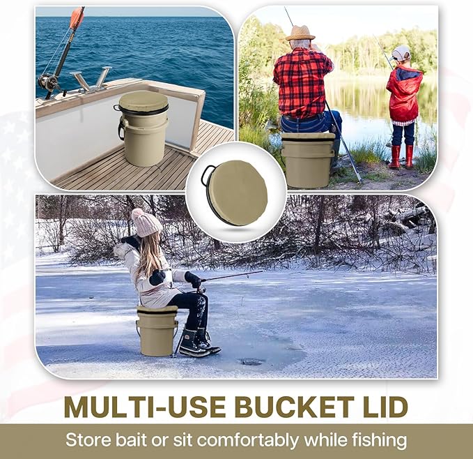 YETI 5 Gallon Bucket Seat - 360-Degree Swivel Lid, Cushion for Fishing, Hunting, Camping