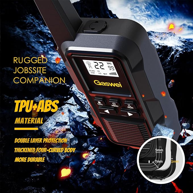 G2pro Walkie Talkies Long Range for Adults, Waterproof, Shock Resistant & Rechargeable Two-Way Radio with VOX 2 Pack(Black)