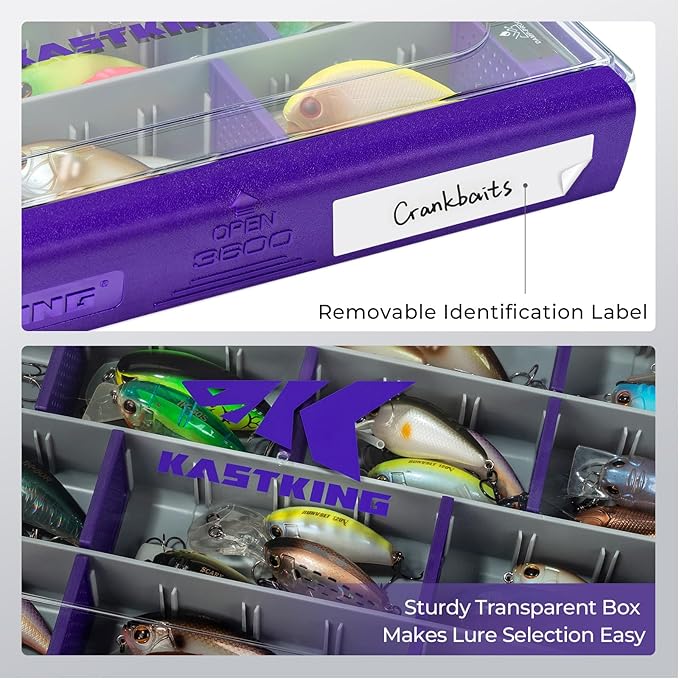 KastKing HyperSeal Waterproof Tackle Box — Royale Family Edition, Waterproof 3600 and 3700 Tackle Trays, Fishing Tackle Box Organizer with Removable Dividers