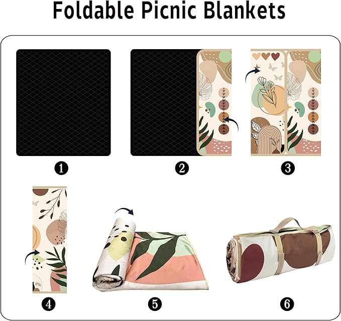 Extra Large Picnic Blankets Waterproof Foldable (80 "x 80") Beach Blanket Waterproof Sandproof,3-Layer Thicking Mat Outdoor Packable Camping Blanket