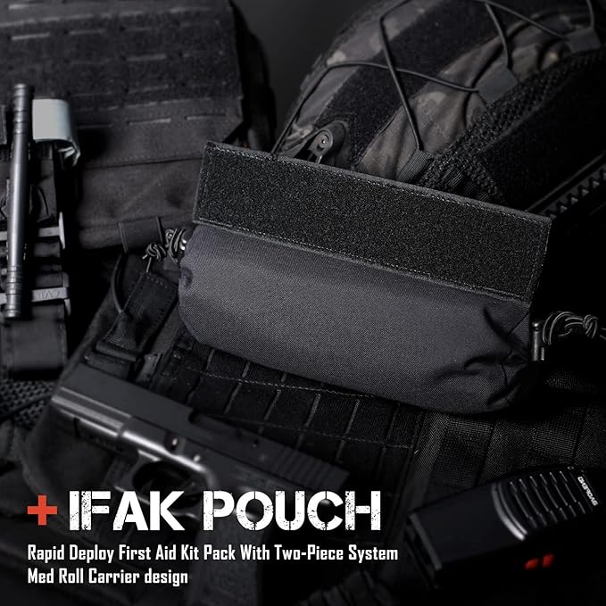 WYNEX Tactical First Aid Drop Dump Pouch, Medical Trauma Roll Up Drop Pouch EMT IFAK Sub Abdominal Carrying Bag with Hook-N-Loop for Chest Rig Vest