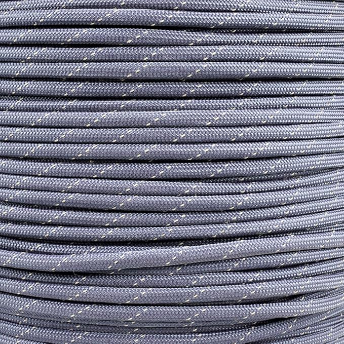 Reflective 550lb Paracord – 7 Strand Type III Nylon Parachute Cord for Hiking, Camping, and Fishing – 30+ Colors and 6 Length Options