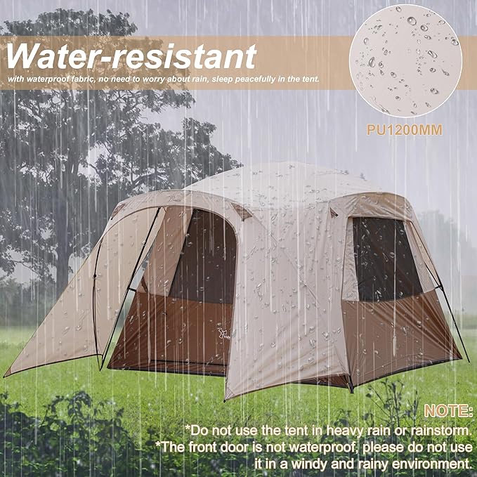 Vidalido 3-4 Person Tent with 1 Mesh Door and 2 Large Mesh Window, Double Layer Waterproof Portable Family Cabin Tent, 4 Person Tents for Outdoor Camping Hiking