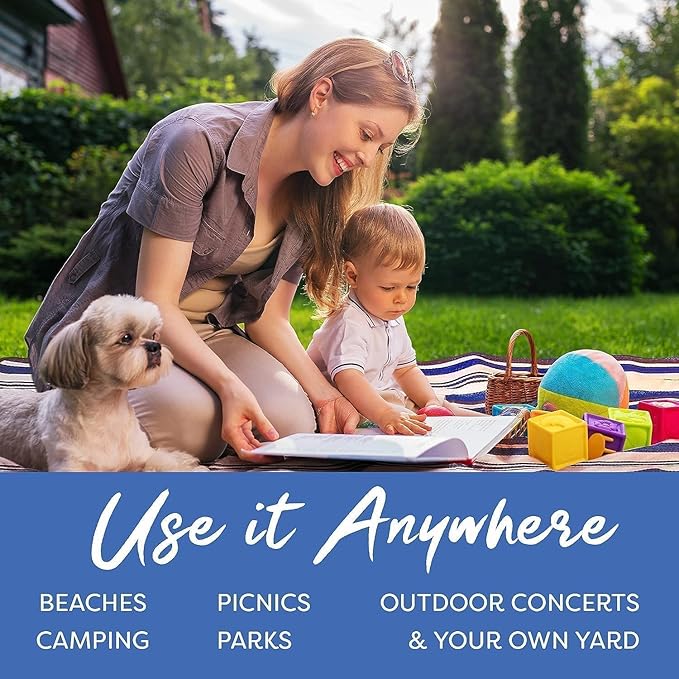 scuddles 80”x 80” Picnic Blanket Extra Large, Waterproof and Foldable Beach Blanket, 3-Layer Outdoor Blanket Fits Up to 6 Adults, for Camping, Park, Beach, Grass, Indoors Outdoors